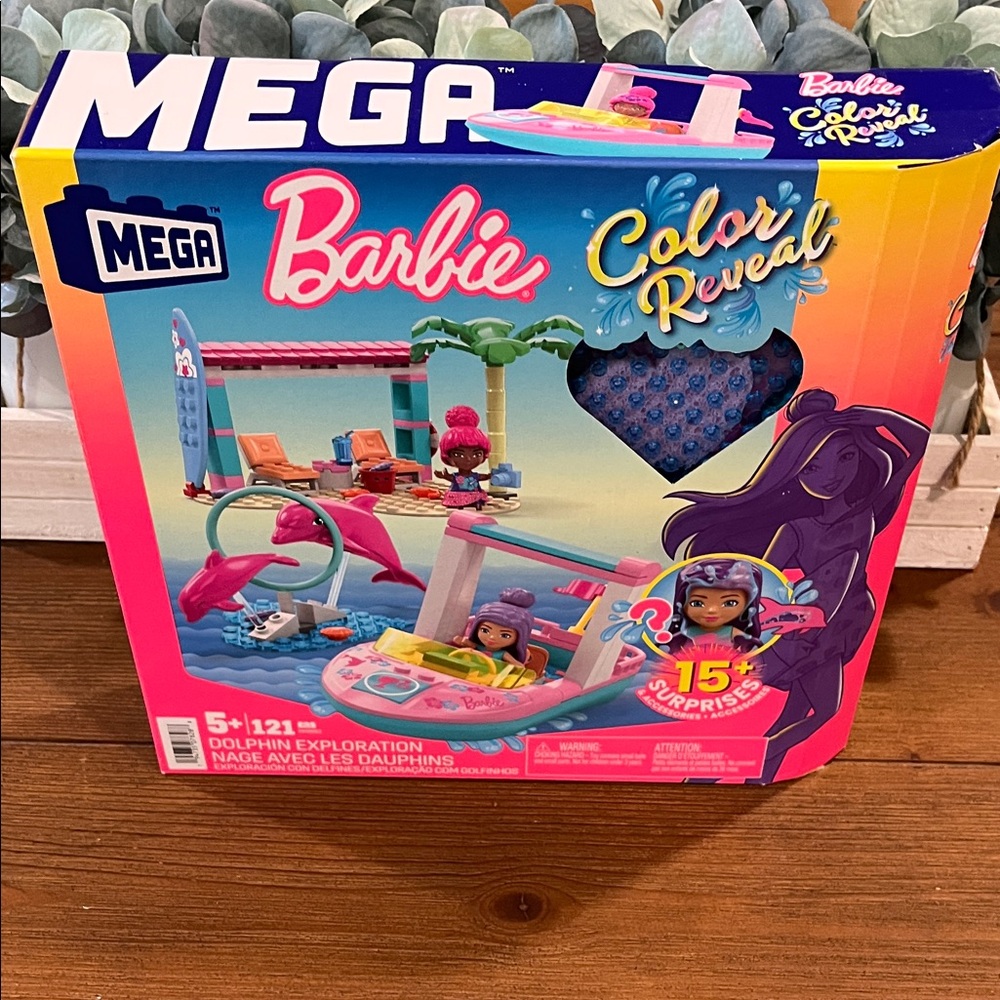 NWT Barbie Mega Color Reveal Dolphin Adventure Set - Pink and Blue